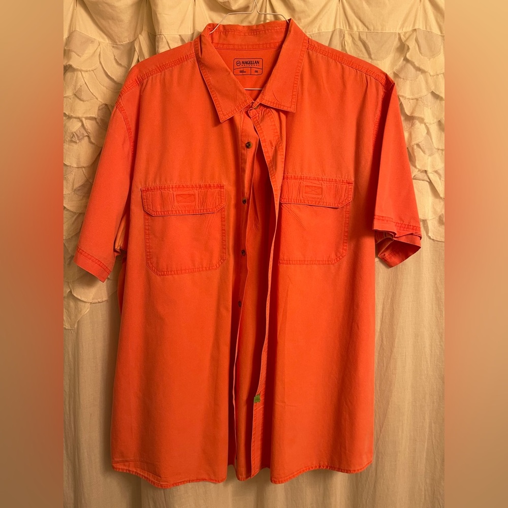 Magellan Short Sleeve Button Down shirt. Orange. Size XXL.